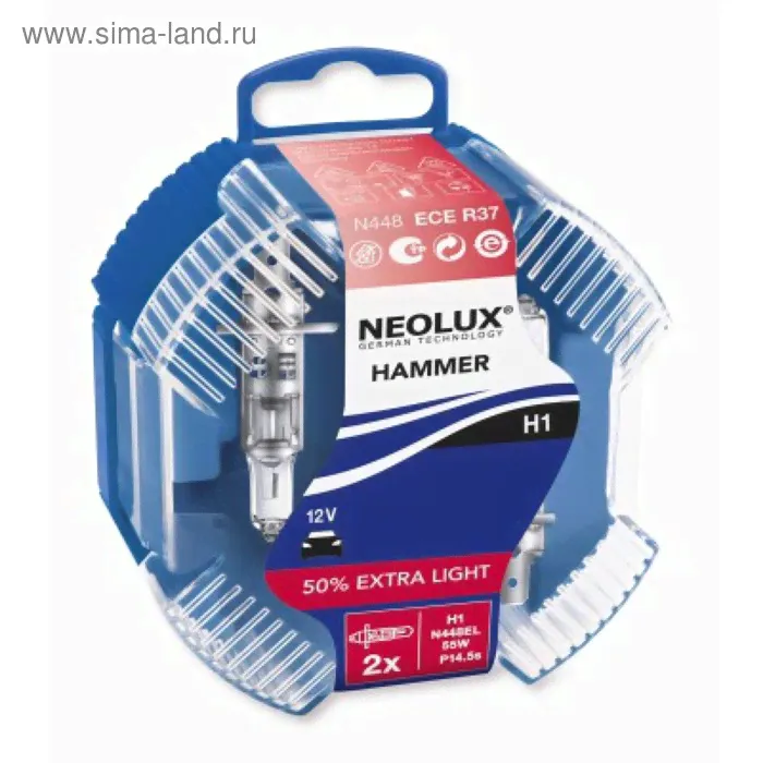 Лампа автомобильная NEOLUX Extra Light +50%, H1, 12 В, 55 Вт, N448EL
