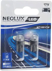 Лампа светодиодная 12V W5W T10W W2.1x9.5d 6000K 35лм блистер (2шт.) LED Cool White NEOLUX